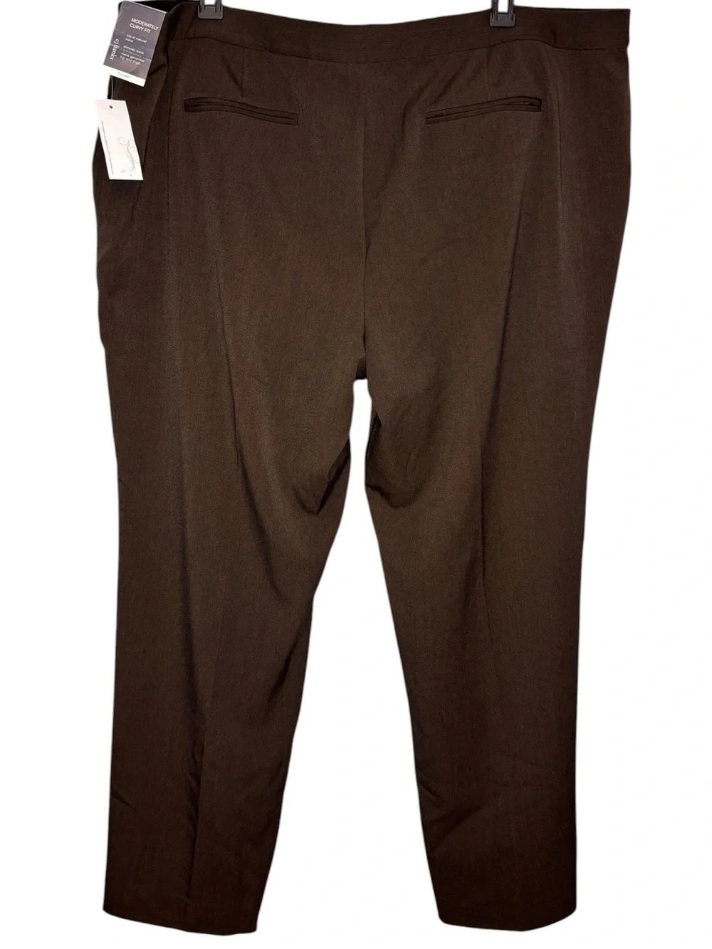 New CJ BANKS size 24W Brown Stretch Moderately Curvy Fit Trouser Dress Pants NWT